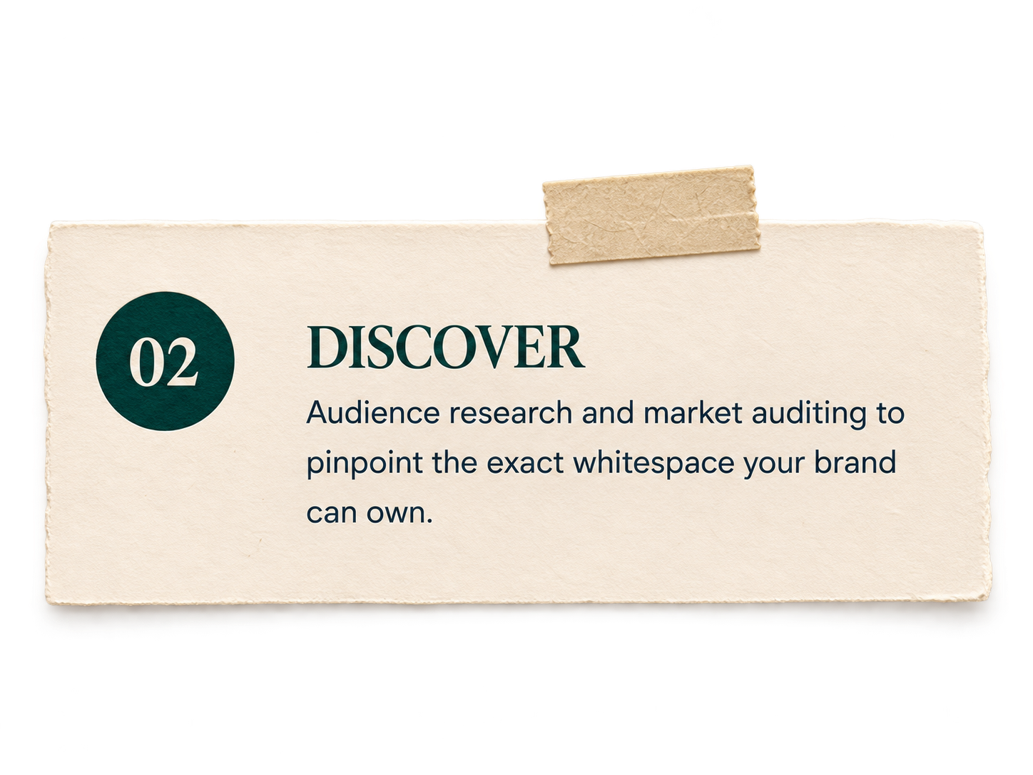 02 DISCOVER — Audience research and market auditing to pinpoint the exact whitespace your brand can own.