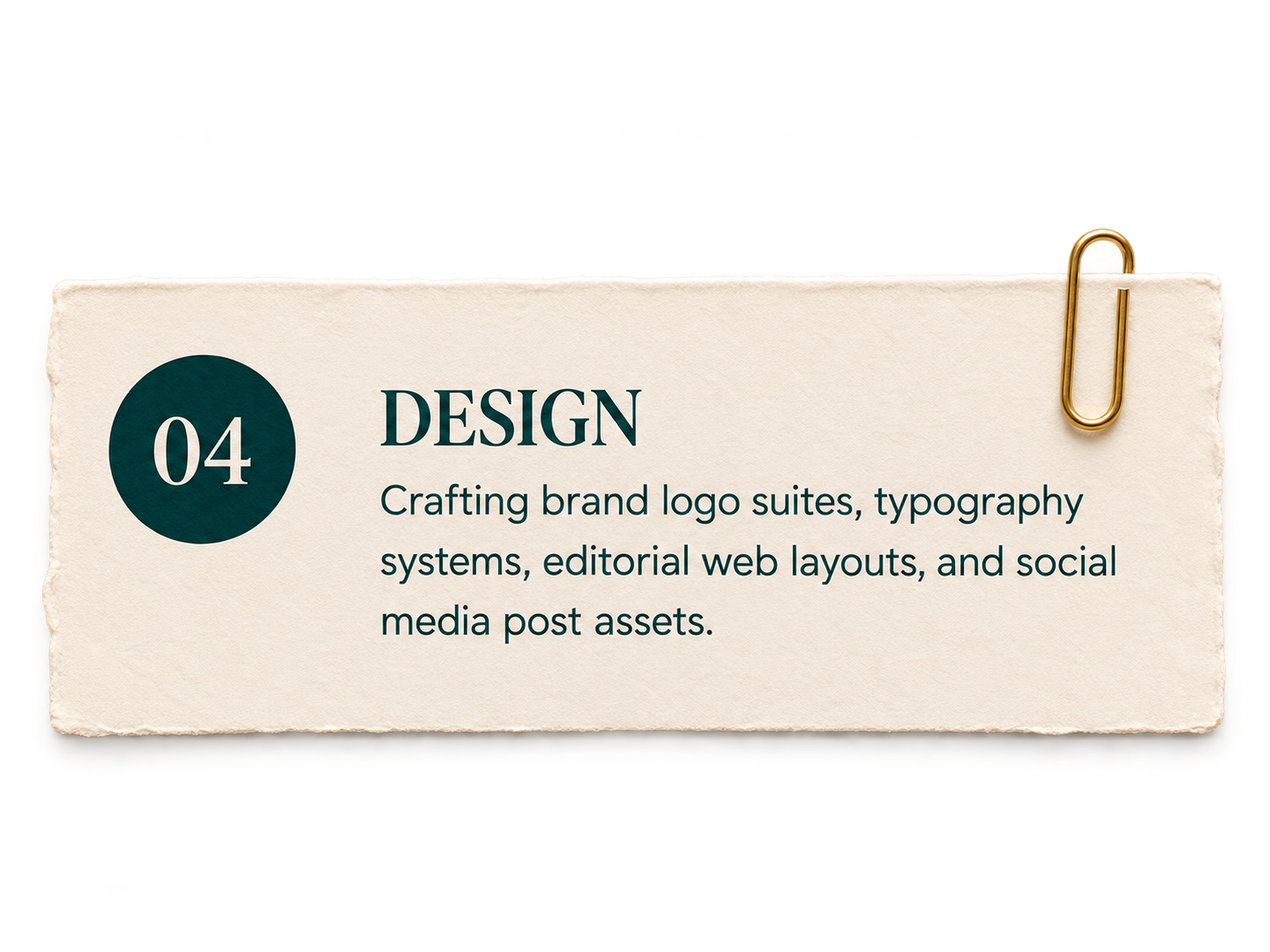 04 DESIGN — Crafting brand logo suites, typography systems, editorial web layouts, and social media post assets.